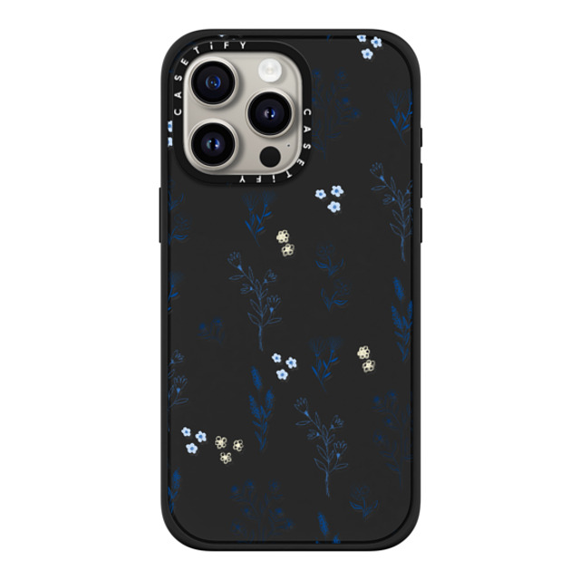 Artiisan x CASETiFY iPhone 15 Pro Max ケース マットブラック インパクトケース MagSafe対応 Small blue flowers