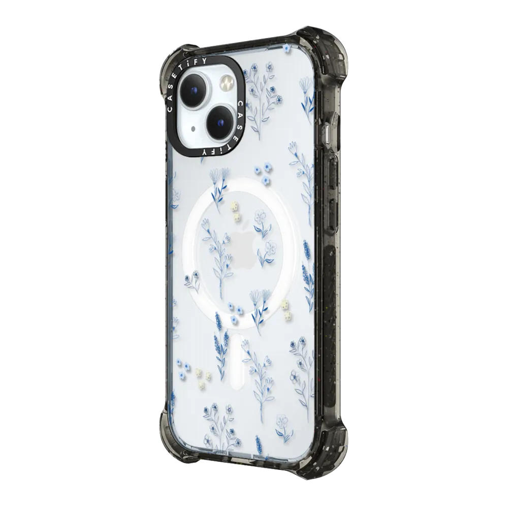 Bounce iPhone 15 Plus Case MagSafe Compatible - Small blue flowers