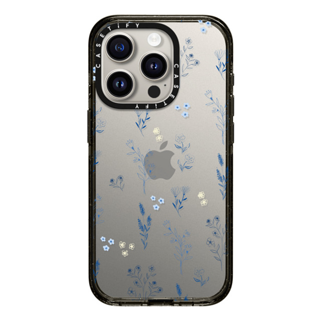 Artiisan x CASETiFY iPhone 15 Pro ケース ブラック インパクトケース Small blue flowers