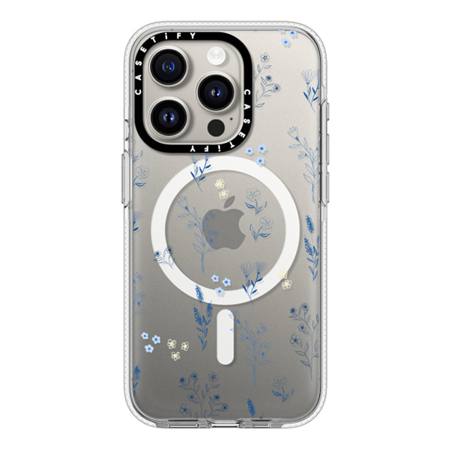 Artiisan x CASETiFY iPhone 15 Pro ケース クリア クリア ケース MagSafe対応 Small blue flowers