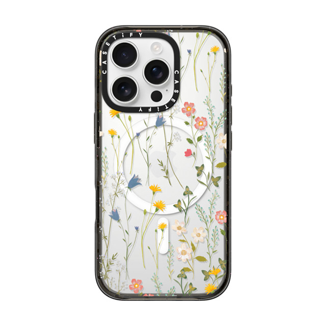 Artiisan x CASETiFY iPhone 16 Pro ケース ブラック インパクトケース MagSafe対応 Dreamy Floral Pattern