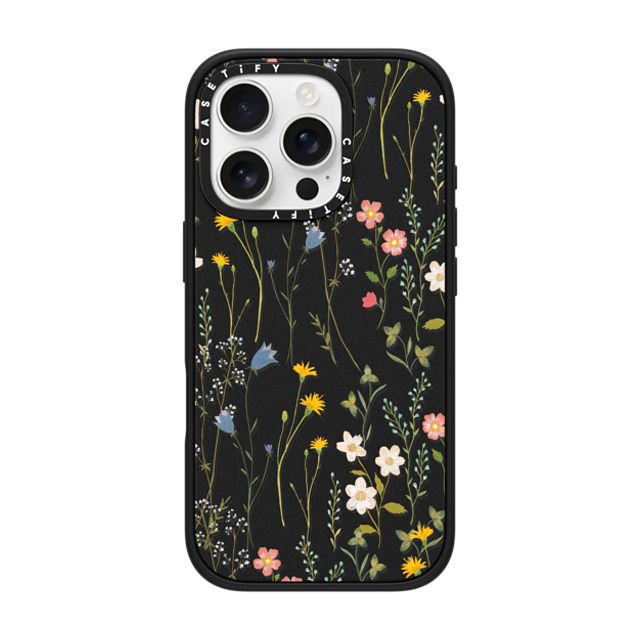 Artiisan x CASETiFY iPhone 16 Pro ケース マットブラック インパクトケース MagSafe対応 Dreamy Floral Pattern