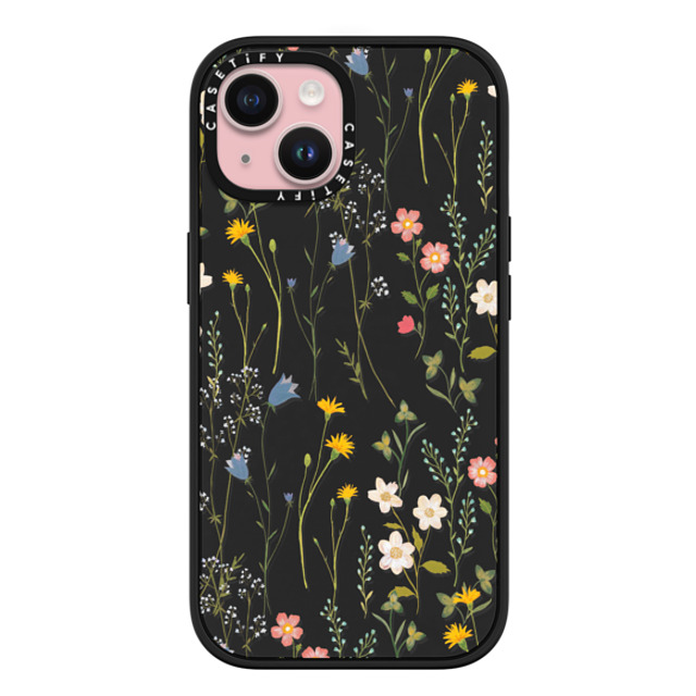 Artiisan x CASETiFY iPhone 15 ケース マットブラック インパクトケース MagSafe対応 Dreamy Floral Pattern