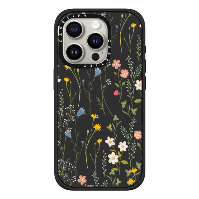 Artiisan x CASETiFY iPhone 15 Pro ケース マットブラック インパクトケース MagSafe対応 Dreamy Floral Pattern