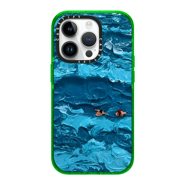Lee Sang Won x CASETiFY iPhone 14 Pro ケース グリーン インパクトケース Floating People #1