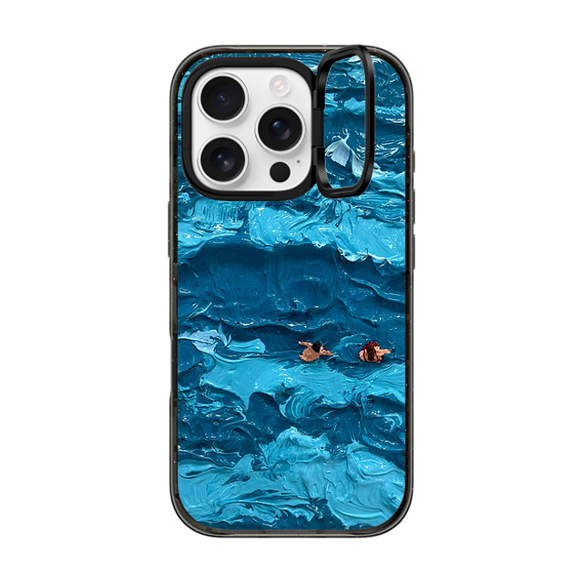 Lee Sang Won x CASETiFY iPhone 16 Pro ケース ブラック インパクトリングスタンドケース MagSafe対応 Floating People #1