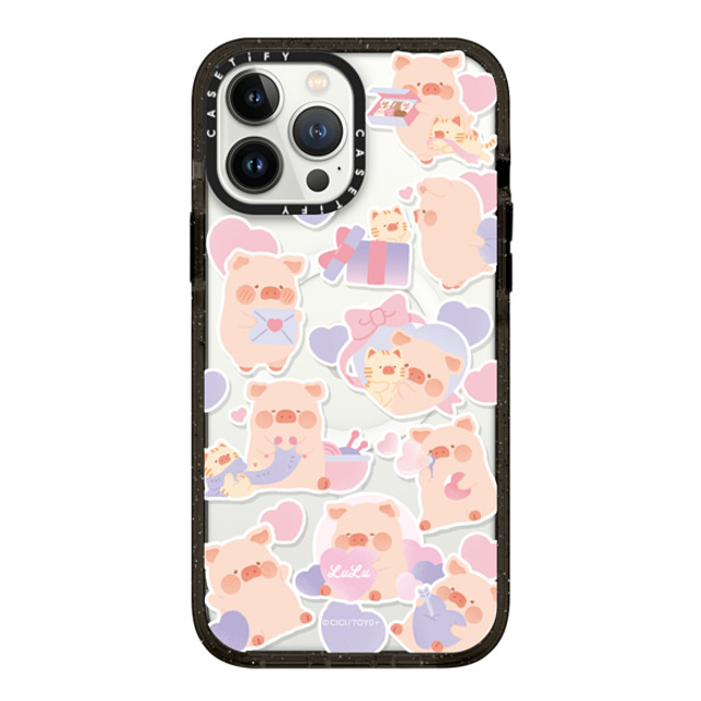 Lulu the Piggy x CASETiFY iPhone 13 Pro Max ケース ブラック インパクトケース MagSafe対応 LuLu The Piggy Sticker Case Back to School Lulu the Piggy x CASETiFY iPhone 13 Pro Max ケース ブラック インパクトケース MagSafe対応 LuLu The Piggy Sticker Case Back to School