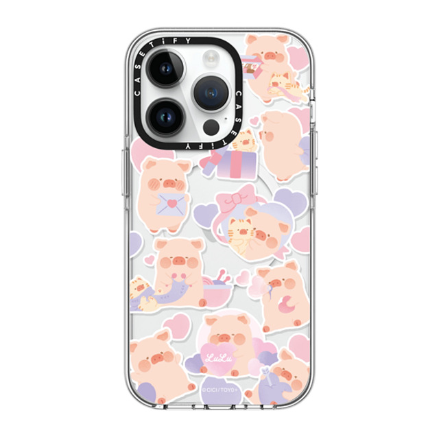 Lulu the Piggy x CASETiFY iPhone 14 Pro Case Clear Clear Case MagSafe Compatible LuLu The Piggy Sticker Case Lulu the Piggy x CASETiFY iPhone 14 Pro Case Clear Clear Case MagSafe Compatible LuLu The Piggy Sticker Case