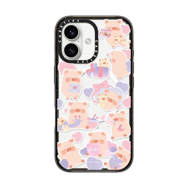 Lulu the Piggy x CASETiFY iPhone 16 ケース ブラック インパクトケース MagSafe対応 LuLu The Piggy Sticker Case