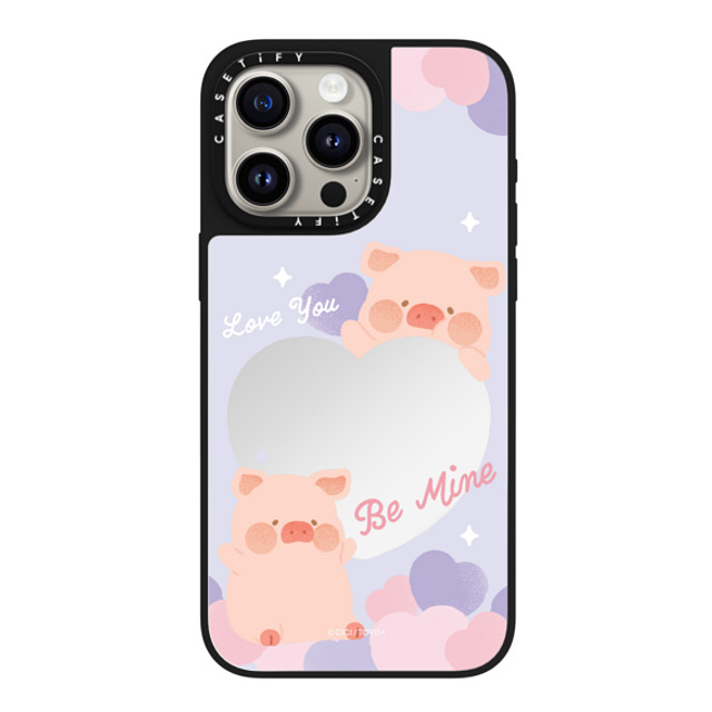Lulu the Piggy x CASETiFY iPhone 15 Pro Max ケース Silver on Black ミラーケース MagSafe対応 LuLu The Piggy Heart Case