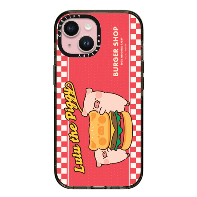 Lulu the Piggy x CASETiFY iPhone 15 Case Checkered,Animal Black Impact Case MagSafe Compatible LET'S EAT BURGERS TOGETHER BY LULU THE PIGGY Mother's Day Lulu the Piggy x CASETiFY iPhone 15 Case Checkered,Animal Black Impact Case MagSafe Compatible LET'S EAT BURGERS TOGETHER BY LULU THE PIGGY Mother's Day