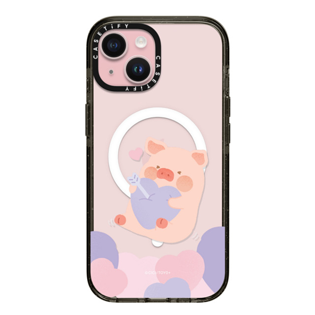 Lulu the Piggy x CASETiFY iPhone 15 ケース ブラック インパクトケース MagSafe対応 LuLu the Piggy Lovestruck Case