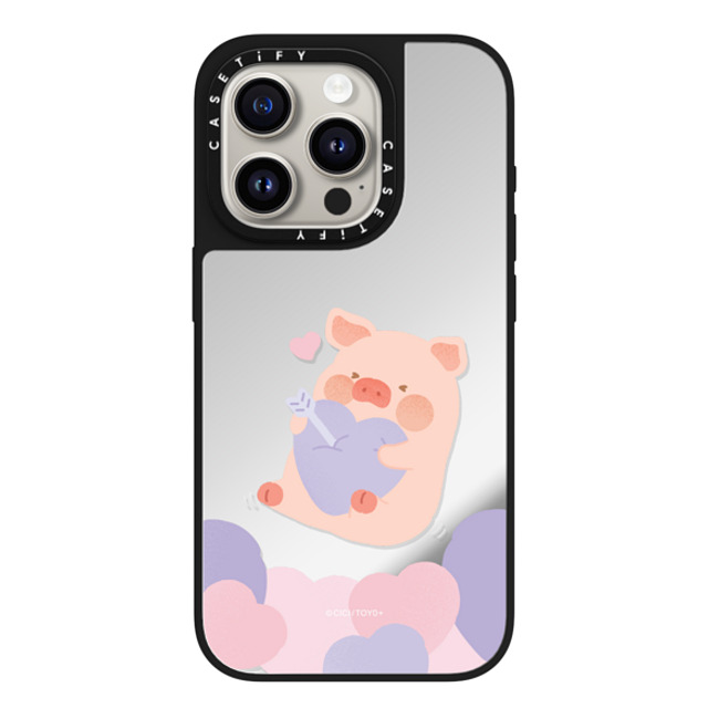 Lulu the Piggy x CASETiFY iPhone 15 Pro Case Silver on Black ミラーケース MagSafe対応 LuLu the Piggy Lovestruck Case Lulu the Piggy x CASETiFY iPhone 15 Pro Case Silver on Black ミラーケース MagSafe対応 LuLu the Piggy Lovestruck Case