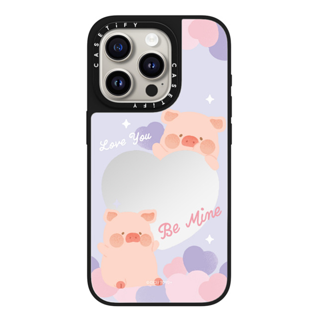 Lulu the Piggy x CASETiFY iPhone 15 Pro Case Silver on Black ミラーケース MagSafe対応 LuLu The Piggy Heart Case Lulu the Piggy x CASETiFY iPhone 15 Pro Case Silver on Black ミラーケース MagSafe対応 LuLu The Piggy Heart Case