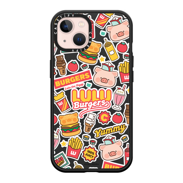 Lulu the Piggy x CASETiFY iPhone 13 ケース マットブラック インパクトケース MagSafe対応 BURGERS STICKERMANIA BY LULU THE PIGGY