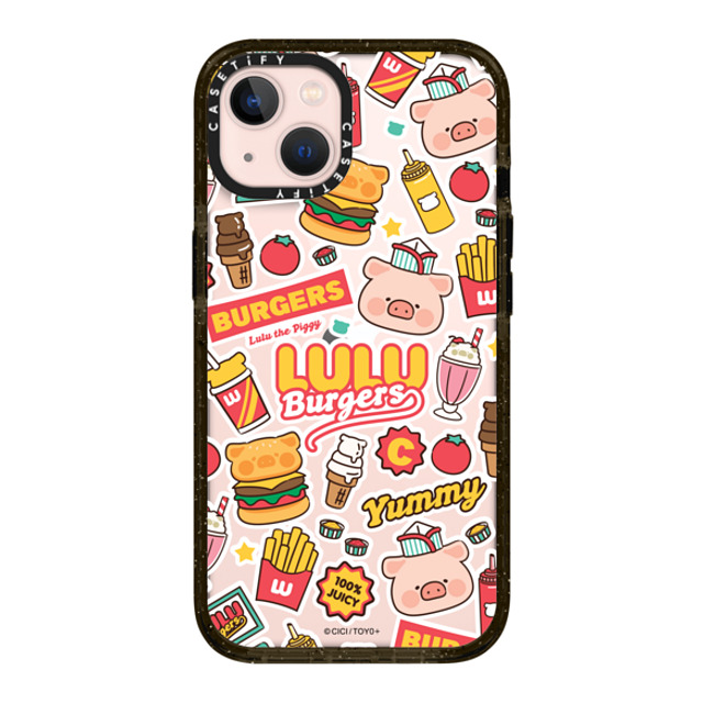 Lulu the Piggy x CASETiFY iPhone 13 ケース ブラック インパクトケース BURGERS STICKERMANIA BY LULU THE PIGGY