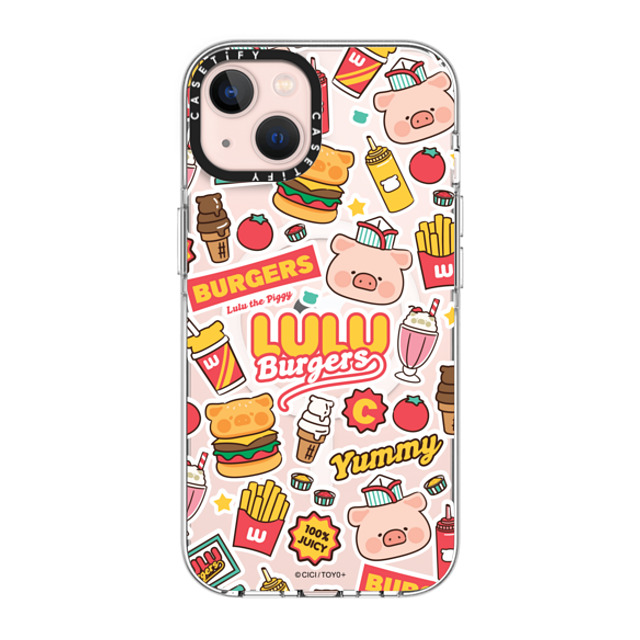 Lulu the Piggy x CASETiFY iPhone 13 ケース クリア クリア ケース MagSafe対応 BURGERS STICKERMANIA BY LULU THE PIGGY