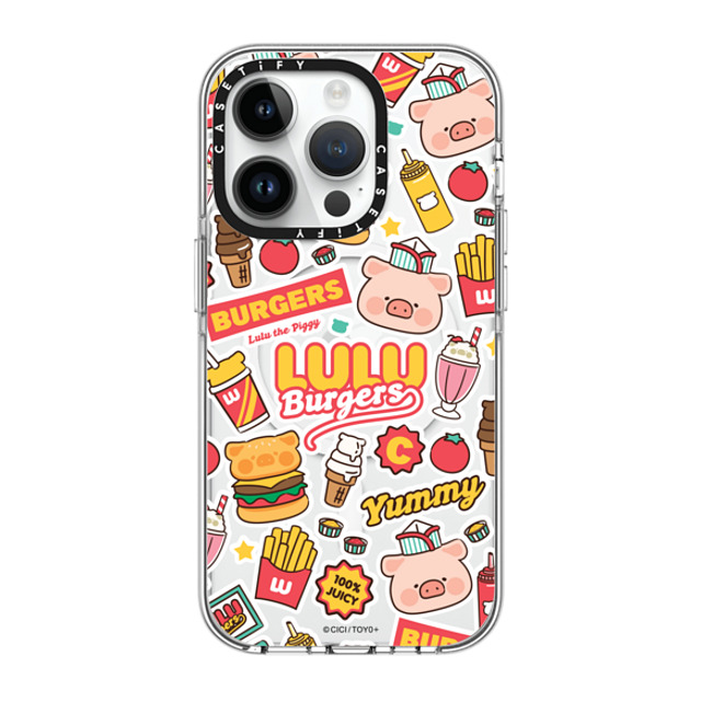 Lulu the Piggy x CASETiFY iPhone 14 Pro ケース クリア クリア ケース MagSafe対応 BURGERS STICKERMANIA BY LULU THE PIGGY