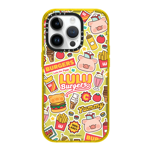 Lulu the Piggy x CASETiFY iPhone 14 Pro Case イエロー Impact Case BURGERS STICKERMANIA BY LULU THE PIGGY Lulu the Piggy x CASETiFY iPhone 14 Pro Case イエロー Impact Case BURGERS STICKERMANIA BY LULU THE PIGGY