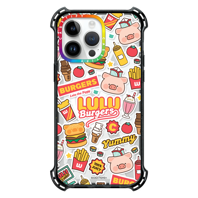 Lulu the Piggy x CASETiFY iPhone 14 Pro Max ケース ブラック プライド バウンス ケース MagSafe対応 BURGERS STICKERMANIA BY LULU THE PIGGY