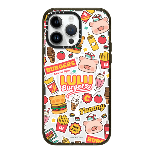 Lulu the Piggy x CASETiFY iPhone 14 Pro Max ケース ブラック インパクトケース MagSafe対応 BURGERS STICKERMANIA BY LULU THE PIGGY