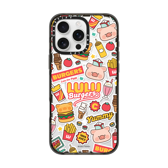 Lulu the Piggy x CASETiFY iPhone 16 Pro Max ケース ブラック インパクトケース MagSafe対応 BURGERS STICKERMANIA BY LULU THE PIGGY