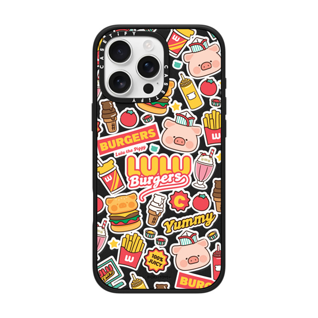 Lulu the Piggy x CASETiFY iPhone 16 Pro Max ケース マットブラック インパクトケース MagSafe対応 BURGERS STICKERMANIA BY LULU THE PIGGY