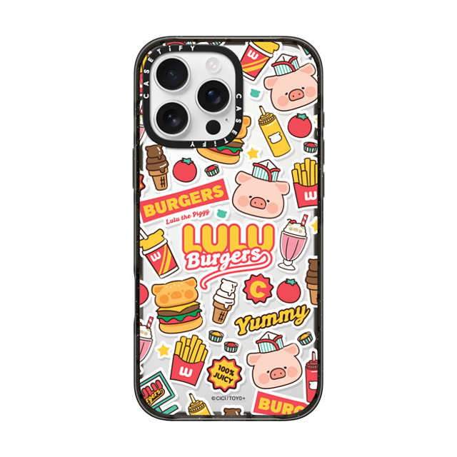 Lulu the Piggy x CASETiFY iPhone 16 Pro Max ケース ブラック インパクトケース BURGERS STICKERMANIA BY LULU THE PIGGY