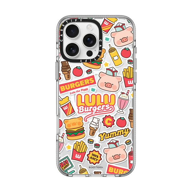 Lulu the Piggy x CASETiFY iPhone 16 Pro Max ケース クリア クリア ケース MagSafe対応 BURGERS STICKERMANIA BY LULU THE PIGGY