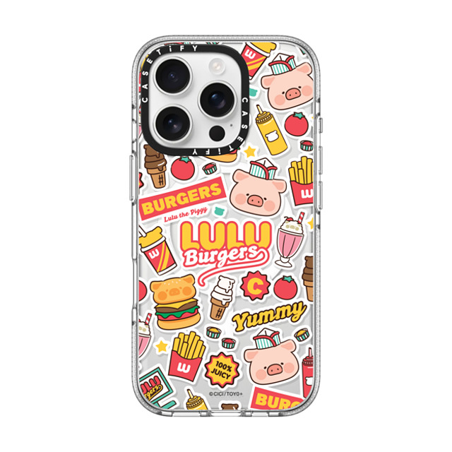 Lulu the Piggy x CASETiFY iPhone 16 Pro ケース クリア クリア ケース MagSafe対応 BURGERS STICKERMANIA BY LULU THE PIGGY