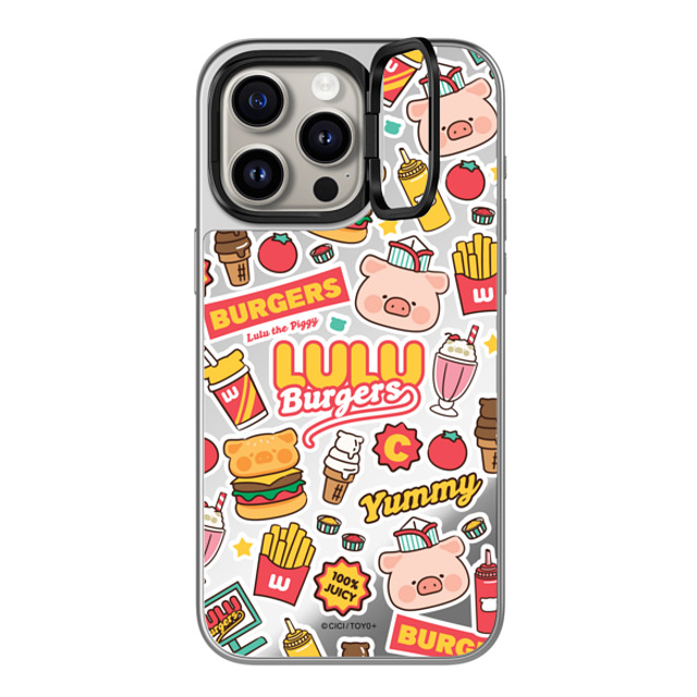 Lulu the Piggy x CASETiFY iPhone 15 Pro Max Case Sticker,Animal シルバー (シルバーバンパー) ミラー リングスタンドケース MagSafe対応 BURGERS STICKERMANIA BY LULU THE PIGGY Back to School Lulu the Piggy x CASETiFY iPhone 15 Pro Max Case Sticker,Animal シルバー (シルバーバンパー) ミラー リングスタンドケース MagSafe対応 BURGERS STICKERMANIA BY LULU THE PIGGY Back to School