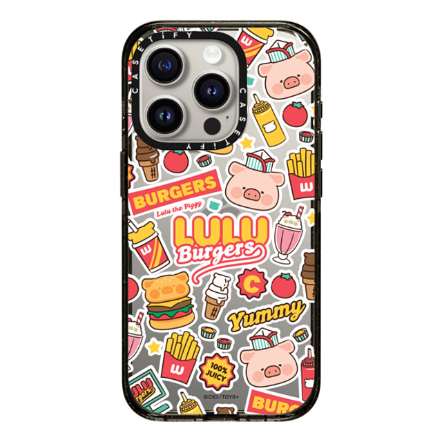 Lulu the Piggy x CASETiFY iPhone 15 Pro ケース ブラック インパクトケース BURGERS STICKERMANIA BY LULU THE PIGGY