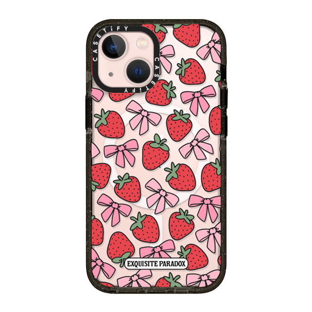 The Exquisite Paradox x CASETiFY iPhone 13 Mini Case Fruit,Ribbon Black Impact Case MagSafe Compatible Strawberry Bows Mother's Day The Exquisite Paradox x CASETiFY iPhone 13 Mini Case Fruit,Ribbon Black Impact Case MagSafe Compatible Strawberry Bows Mother's Day