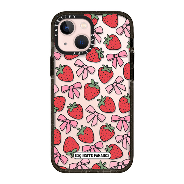 The Exquisite Paradox x CASETiFY iPhone 13 Mini Case Fruit,Ribbon ブラック インパクトケース Strawberry Bows Mother's Day The Exquisite Paradox x CASETiFY iPhone 13 Mini Case Fruit,Ribbon ブラック インパクトケース Strawberry Bows Mother's Day