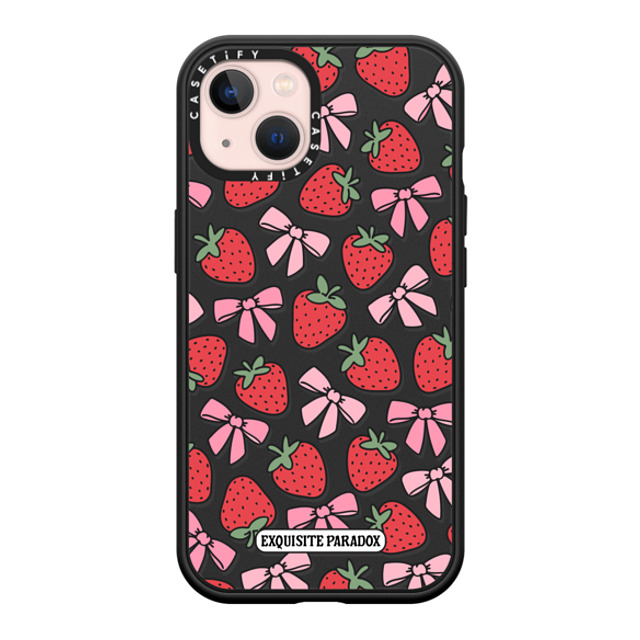 The Exquisite Paradox x CASETiFY iPhone 13 ケース マットブラック インパクトケース MagSafe対応 Strawberry Bows