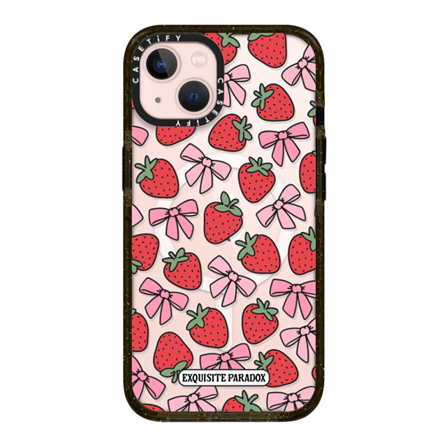 The Exquisite Paradox x CASETiFY iPhone 13 ケース ブラック インパクトケース MagSafe対応 Strawberry Bows