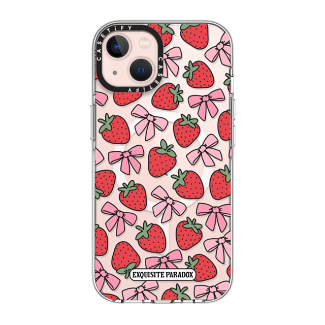 The Exquisite Paradox x CASETiFY iPhone 13 ケース クリア クリア ケース MagSafe対応 Strawberry Bows