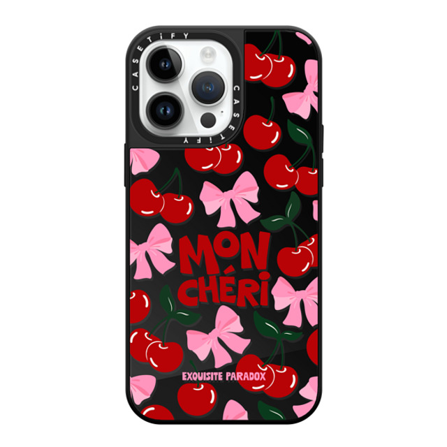 The Exquisite Paradox x CASETiFY iPhone 14 Pro Max ケース Black on Black ミラーケース MagSafe対応 Mon Cheri Cherries