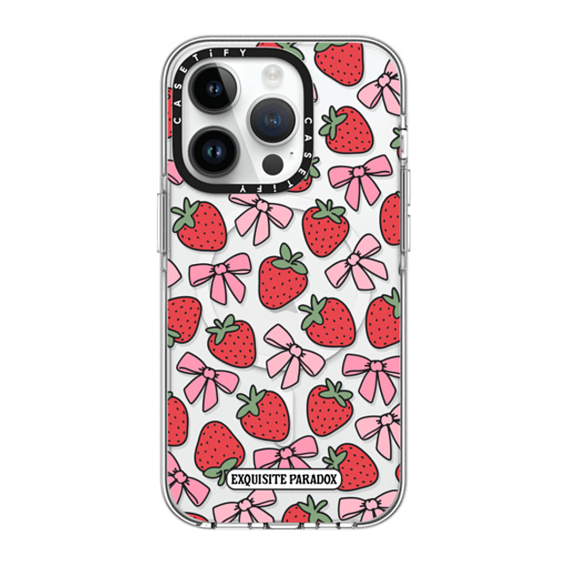 The Exquisite Paradox x CASETiFY iPhone 14 Pro ケース クリア クリア ケース MagSafe対応 Strawberry Bows