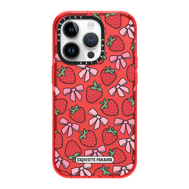 The Exquisite Paradox x CASETiFY iPhone 14 Pro Case Fruit,Ribbon レッド インパクトケース Strawberry Bows Mother's Day The Exquisite Paradox x CASETiFY iPhone 14 Pro Case Fruit,Ribbon レッド インパクトケース Strawberry Bows Mother's Day
