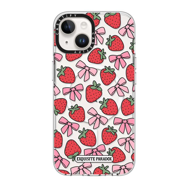 The Exquisite Paradox x CASETiFY iPhone 14 ケース クリア クリア ケース MagSafe対応 Strawberry Bows