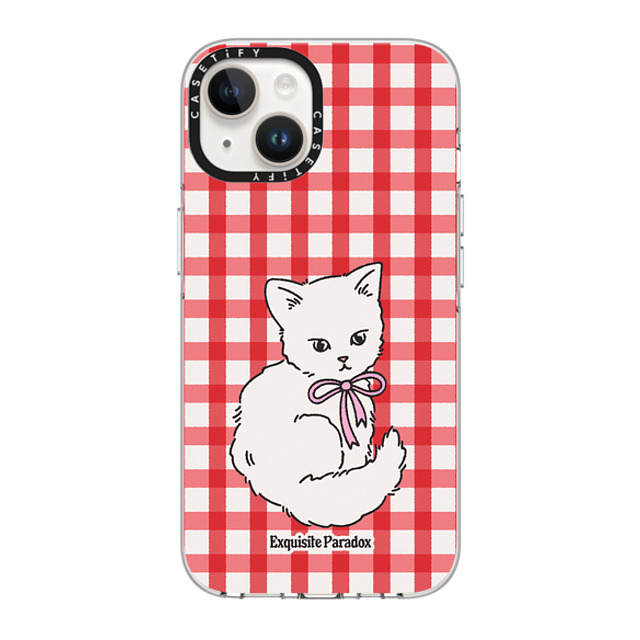 The Exquisite Paradox x CASETiFY iPhone 14 Case Clear Clear Case MagSafe Compatible Kitten Ribbon The Exquisite Paradox x CASETiFY iPhone 14 Case Clear Clear Case MagSafe Compatible Kitten Ribbon