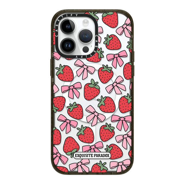 The Exquisite Paradox x CASETiFY iPhone 14 Pro Max ケース ブラック インパクトケース MagSafe対応 Strawberry Bows