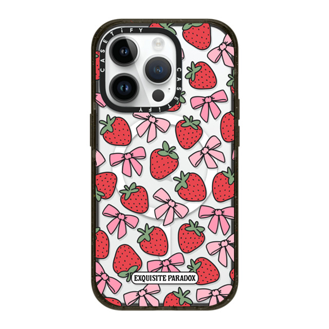 The Exquisite Paradox x CASETiFY iPhone 14 Pro ケース ブラック インパクトケース MagSafe対応 Strawberry Bows