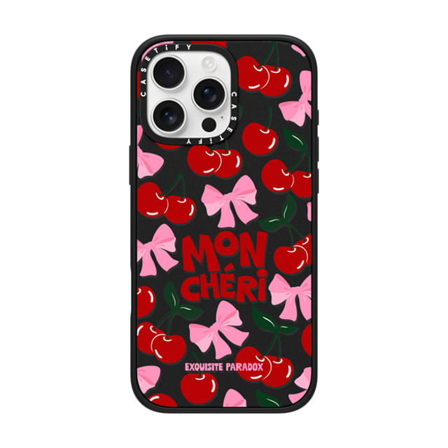 The Exquisite Paradox x CASETiFY iPhone 16 Pro Max ケース マットブラック インパクトケース MagSafe対応 Mon Cheri Cherries