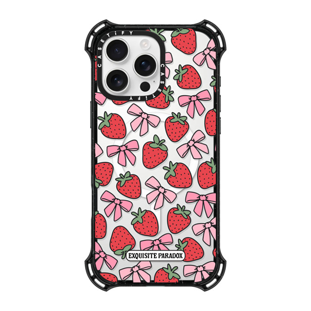 The Exquisite Paradox x CASETiFY iPhone 16 Pro Max ケース ブラック バウンスケース Strawberry Bows