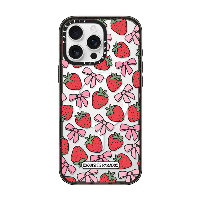 The Exquisite Paradox x CASETiFY iPhone 16 Pro Max ケース ブラック インパクトケース MagSafe対応 Strawberry Bows