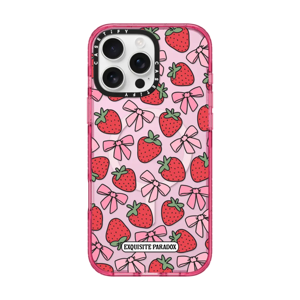 Impact iPhone 16 Pro Max Case MagSafe Compatible - Strawberry Bows