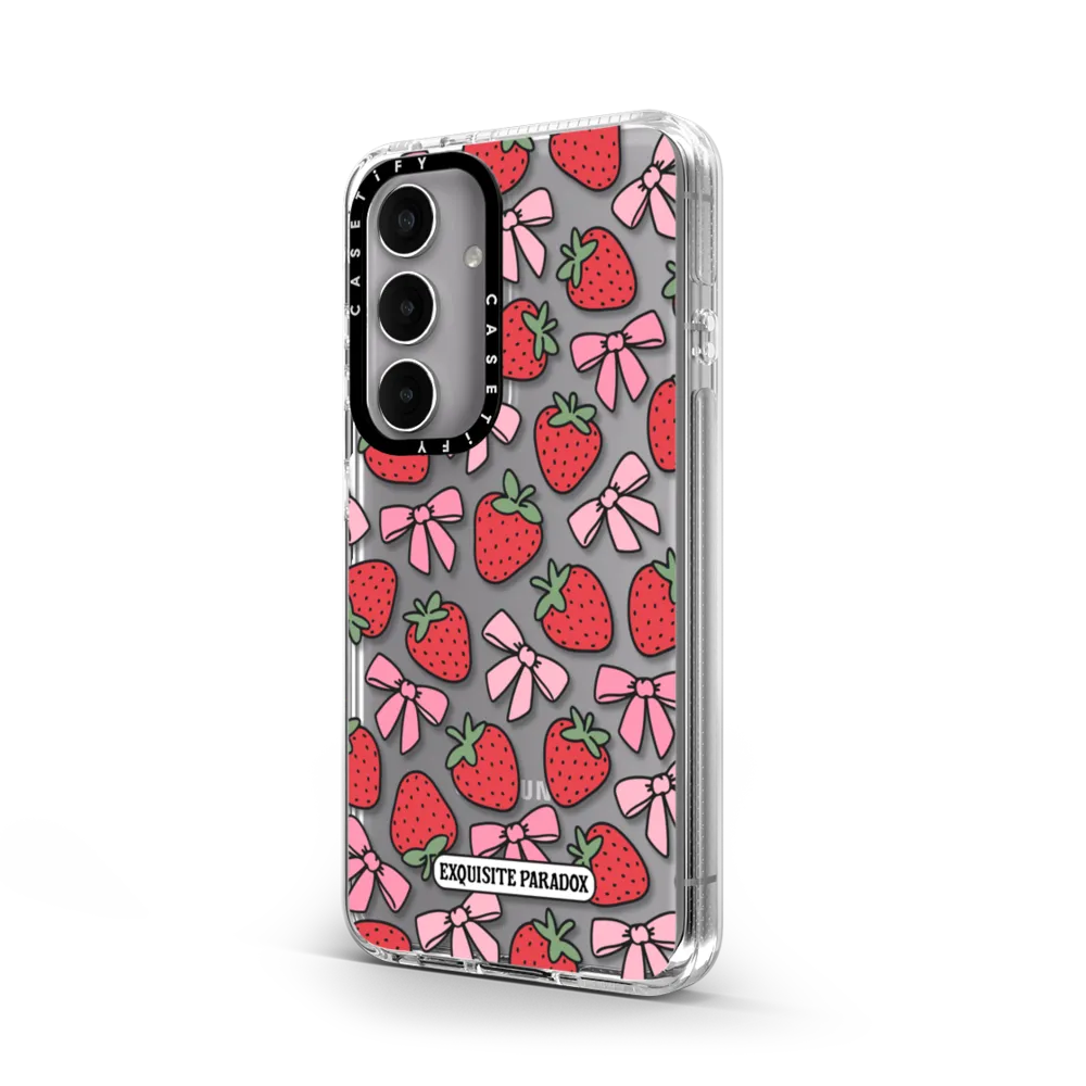 Clear Galaxy S24 Case - Strawberry Bows