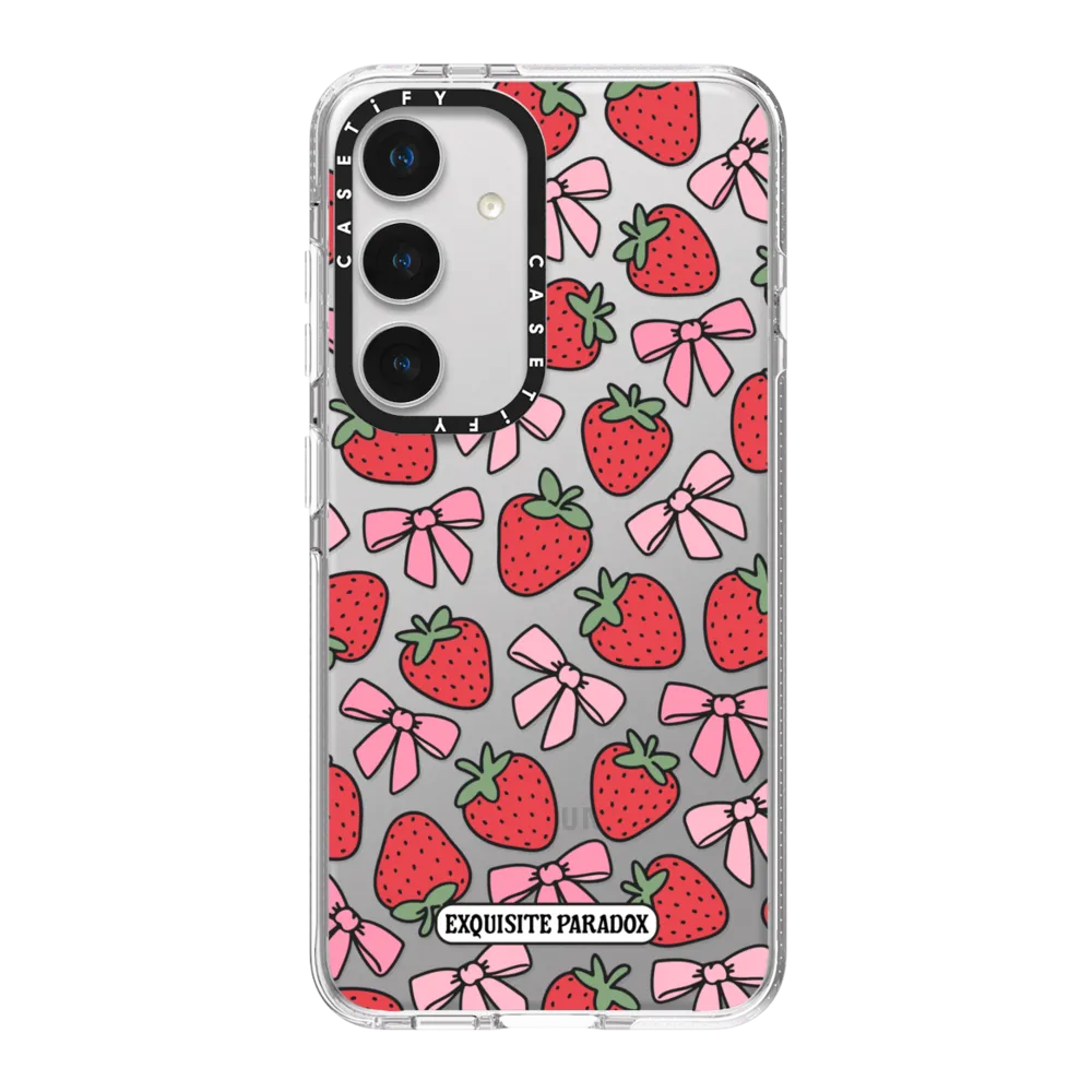 Clear Galaxy S24 Case - Strawberry Bows